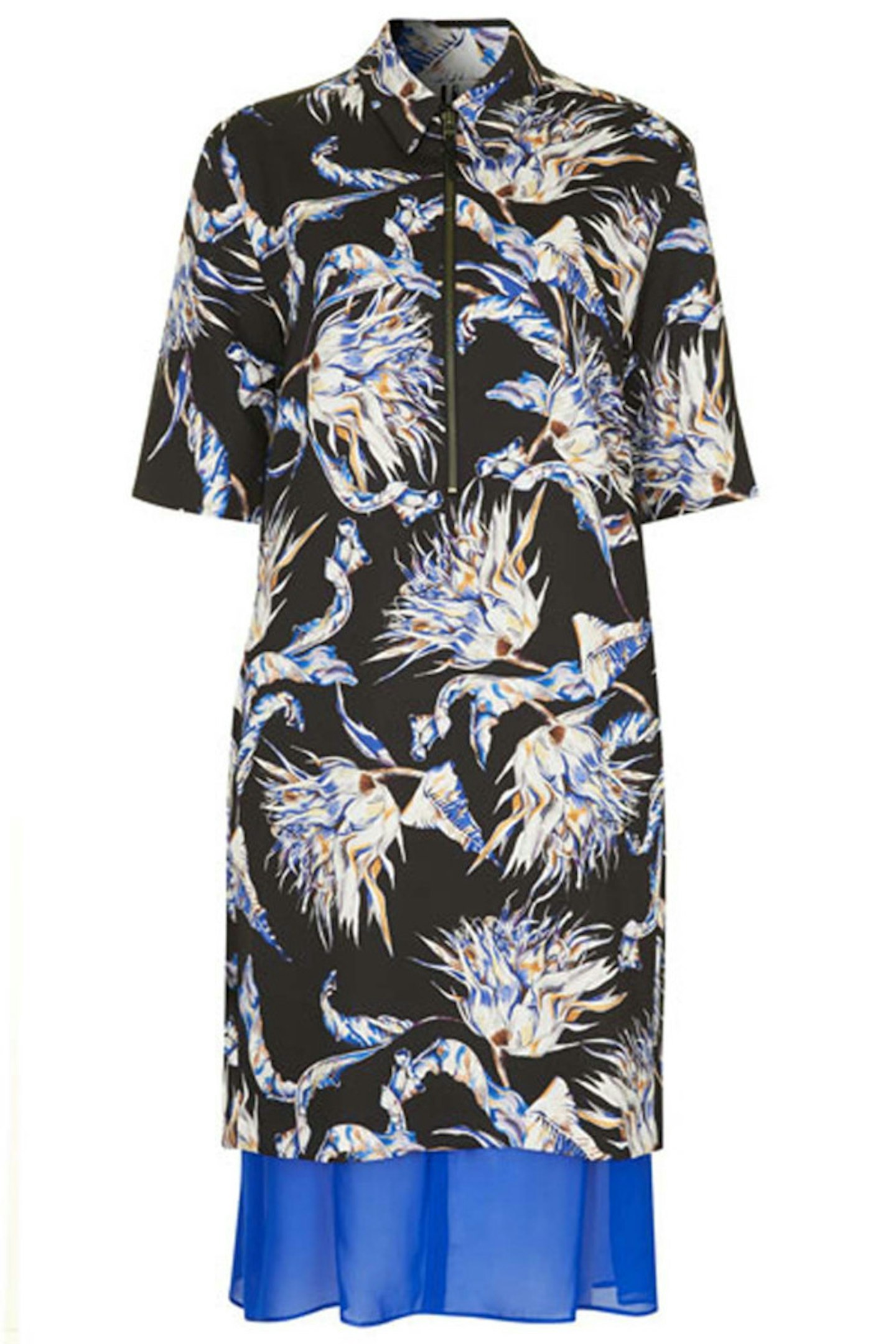 Black Floral Print Shirt Dress, £195, Unique at Topshop