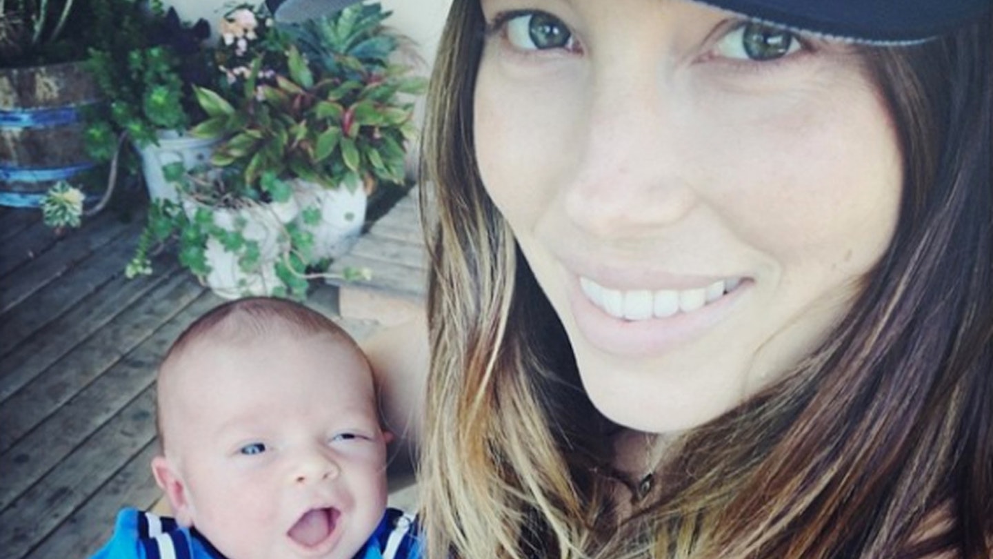 Jessica Biel with her newborn son [Instagram]