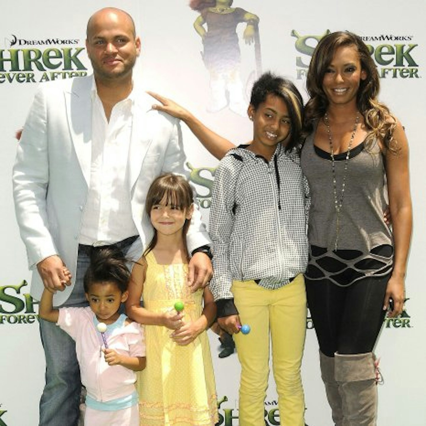 Mel with husband Steven, his daughter Gisele, and her eldest daughters Phoenix and Angel (now 6)