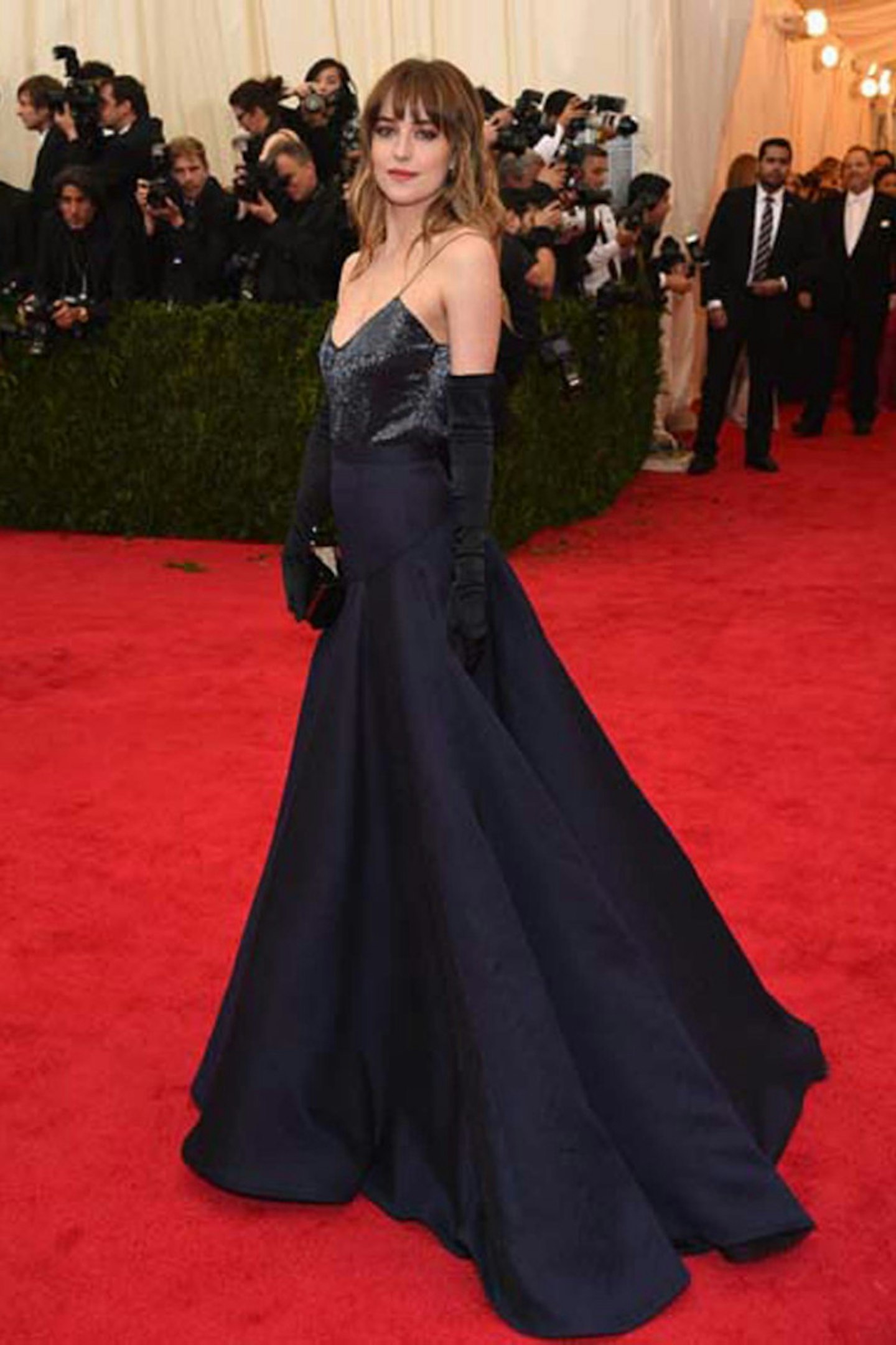 Dakota Johnson attends the 'Charles James- Beyond Fashion' Costume Institute Gala at the Metropolitan Museum of Art in New York City, 5 May 2014