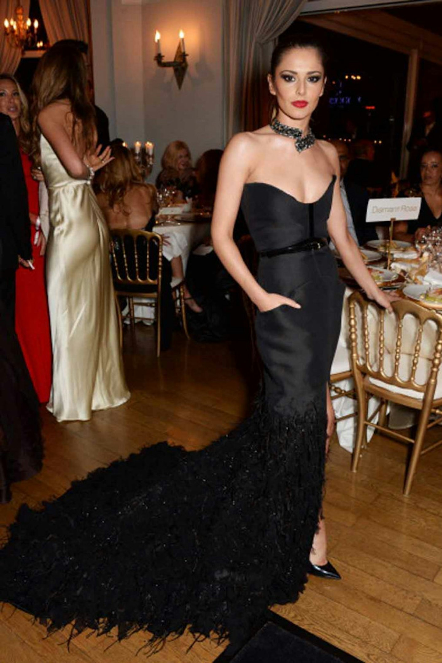 Cheryl Cole style black frill dress 2014