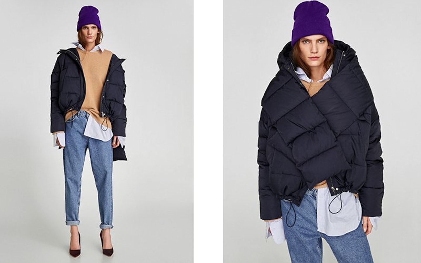 zara high street fashion brand quilted jacket