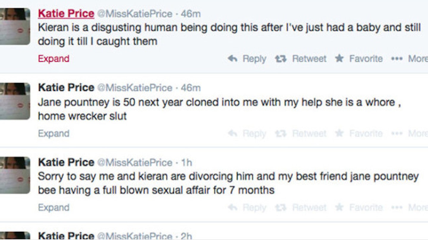 Katie broke the news of Kieran's affair on Twitter