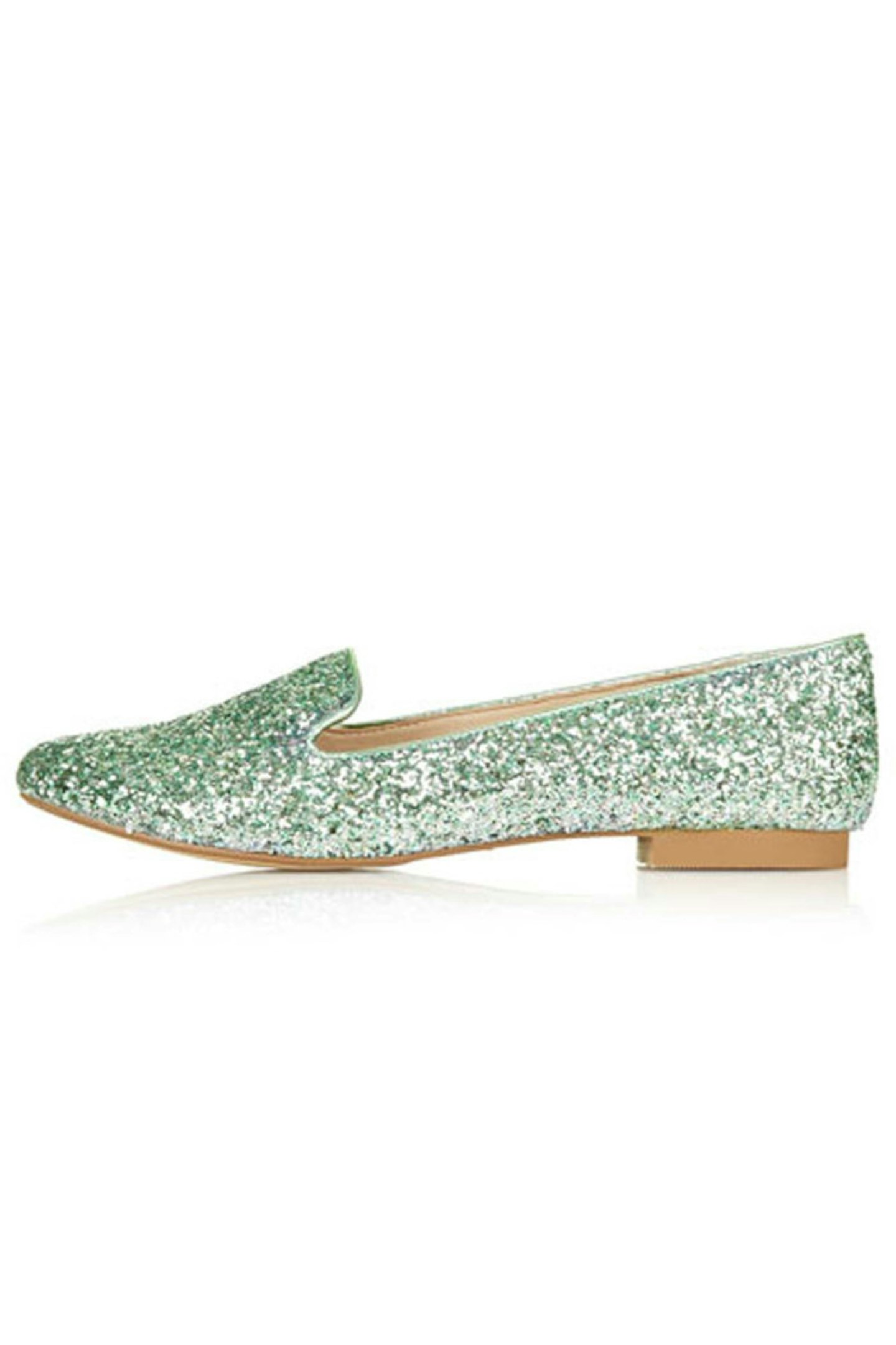 Green Glitter shoes, £28, Topshop