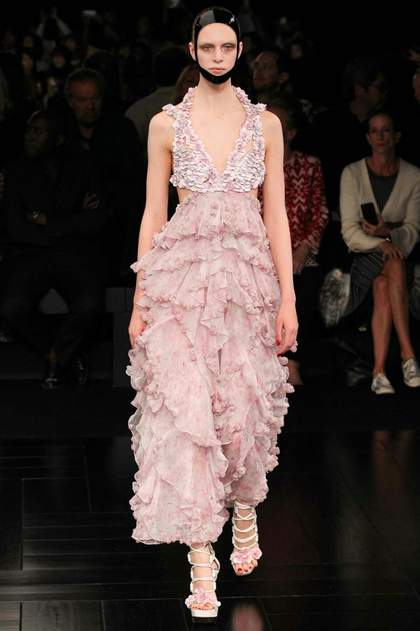 Minus the head piece, Sienna really work these ruffles from McQueen.