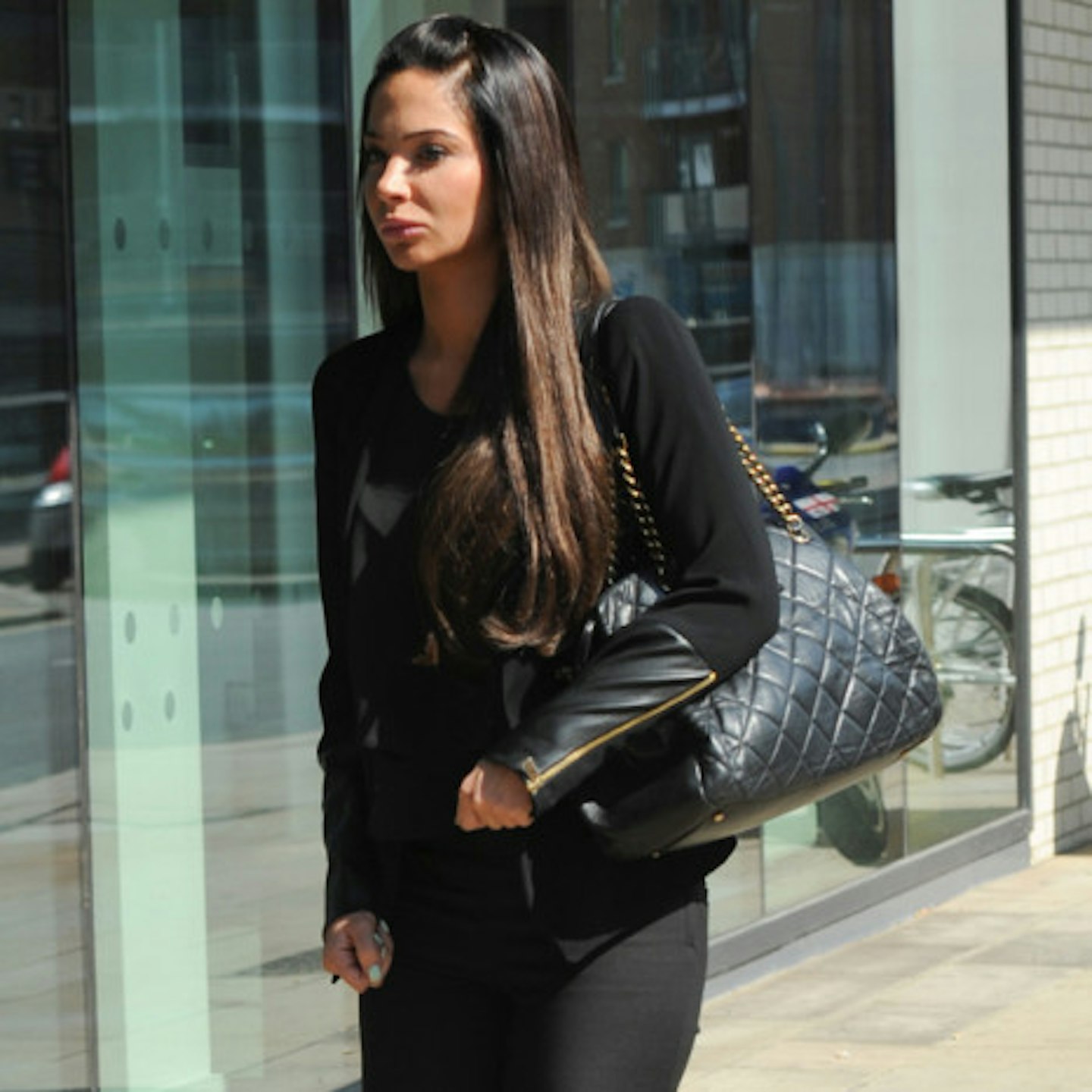 Tulisa arrived at court in Chelmsford this morning