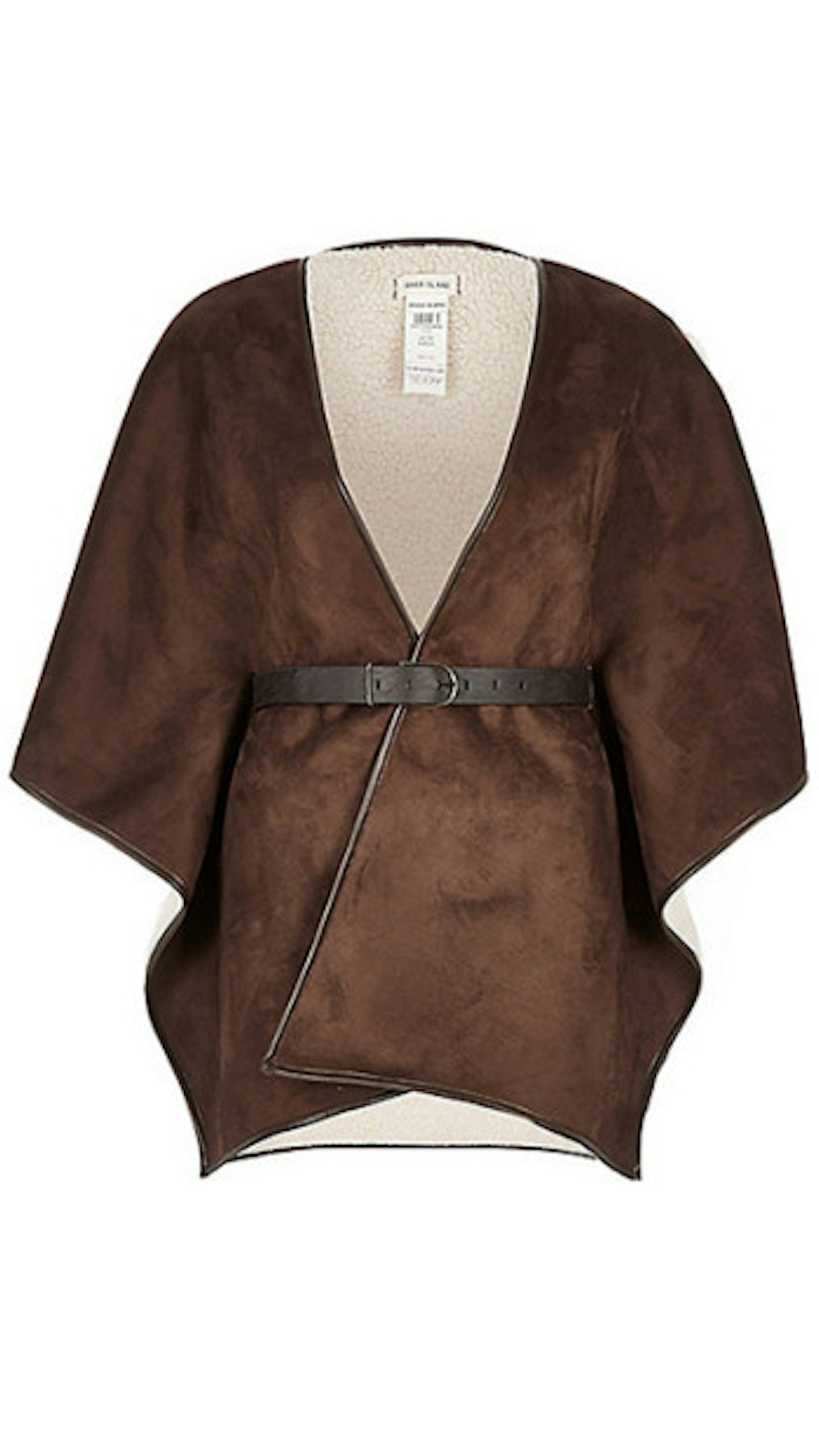 Dark brown belted shearling jacket, £60