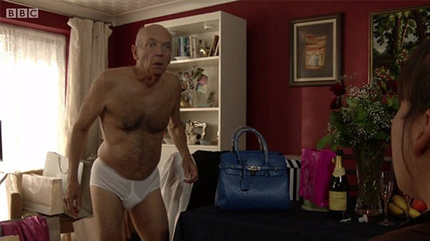 Les was caught in his pants by Donna