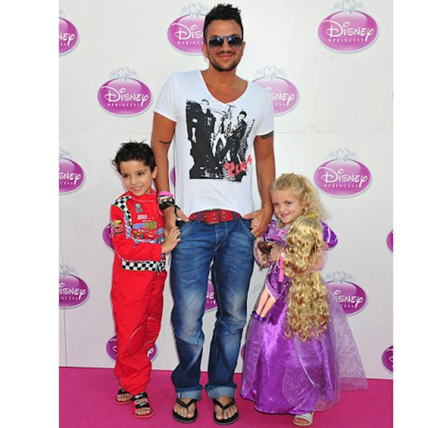Pete with Junior, 8, and Princess, 6, who are not allowed phones