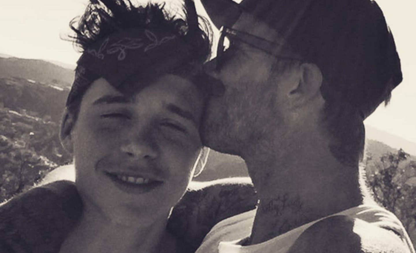 David and Brooklyn Beckham, Los Angeles, August 2015