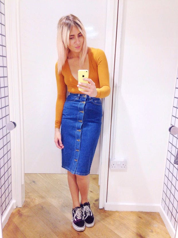 Denim overall hotsell skirt american apparel