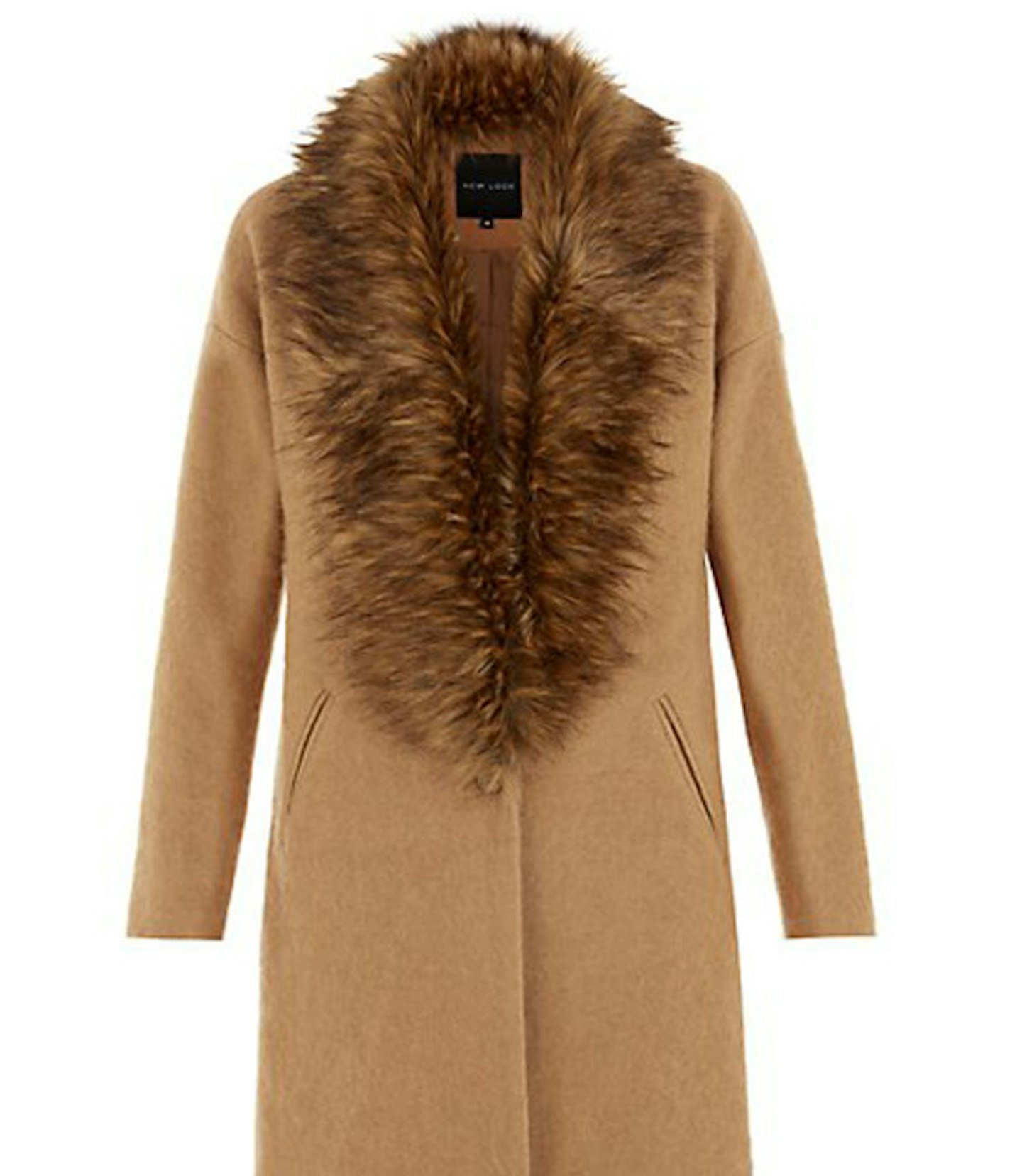 Camel faux fur boyfriend coat