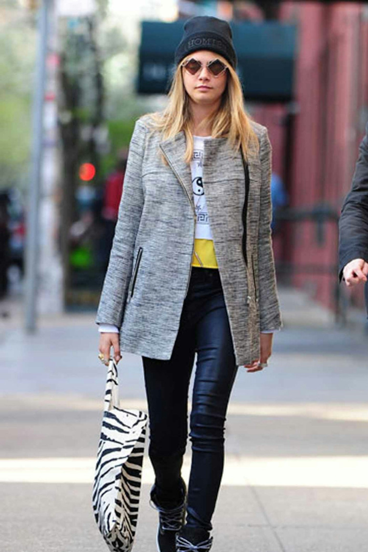 Cara Delevingne style leather skinny jeans