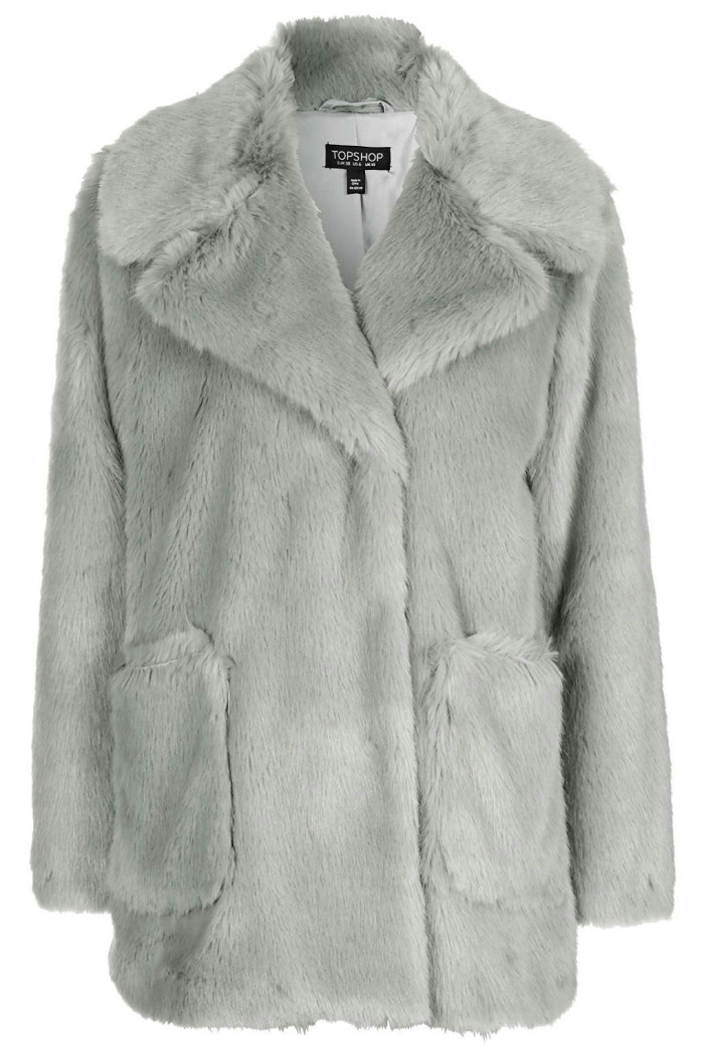 Topshop Patch Pocket Luxe Faux Fur Coat