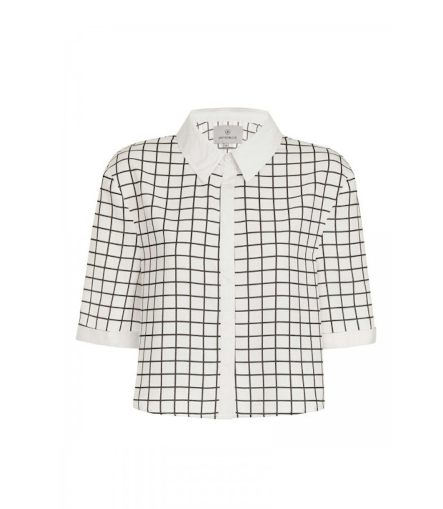 Grid print wrap shirt
