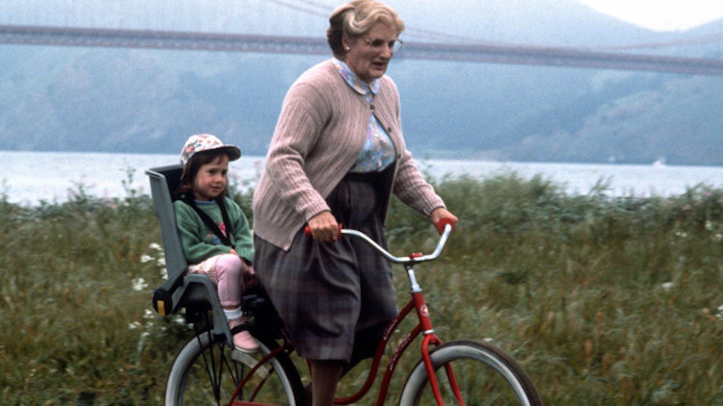 Robin Williams stars as Mrs Doubtfire alongside Matilda actress Mara Wilson (pictured)