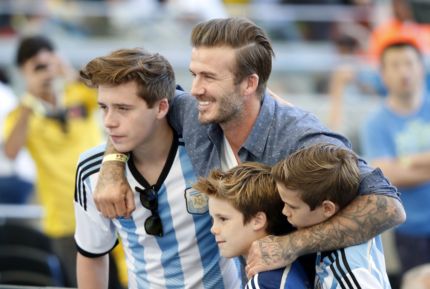 David Beckham with his boys [Rex]