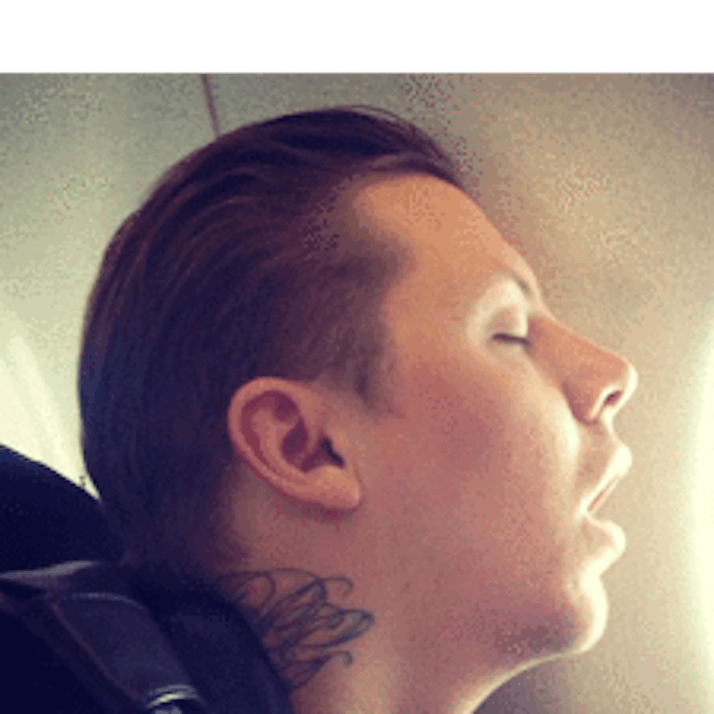 Millie posted this picture of her fiance from their flight