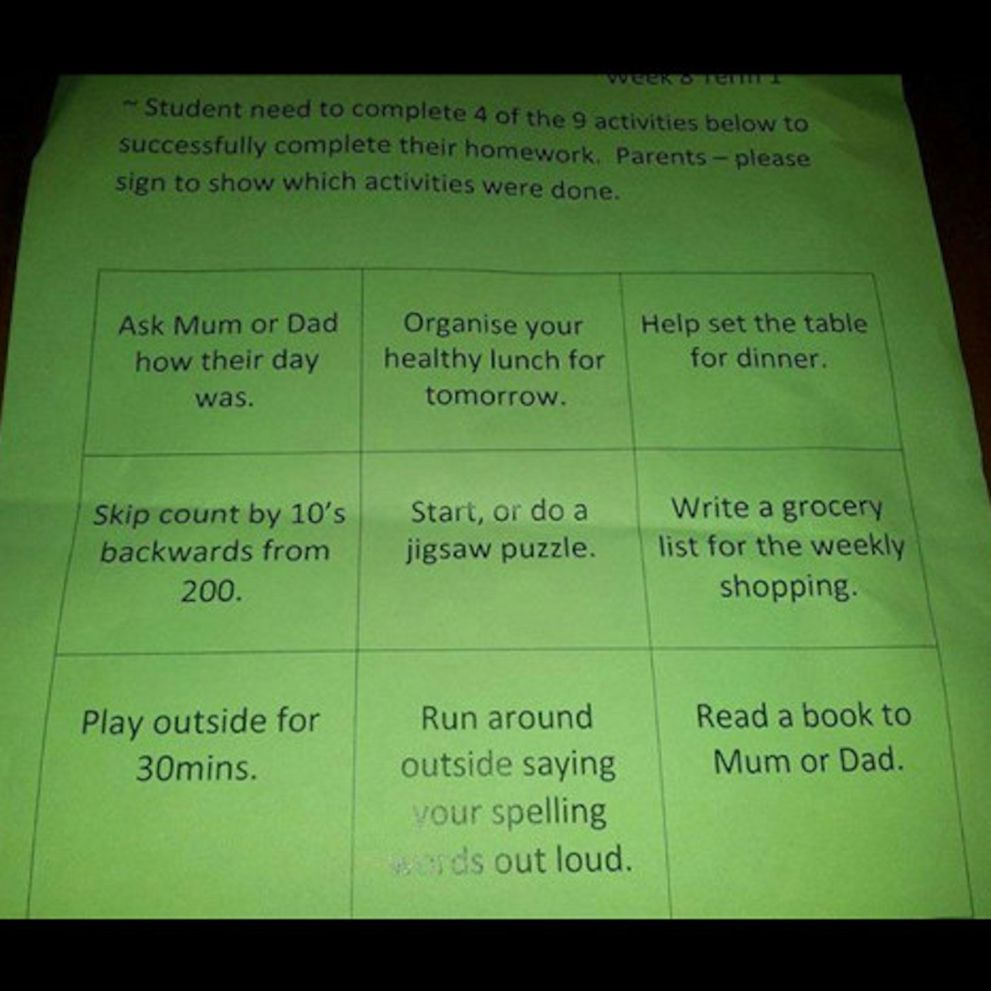 Would you be happier if your child was set homework like this?