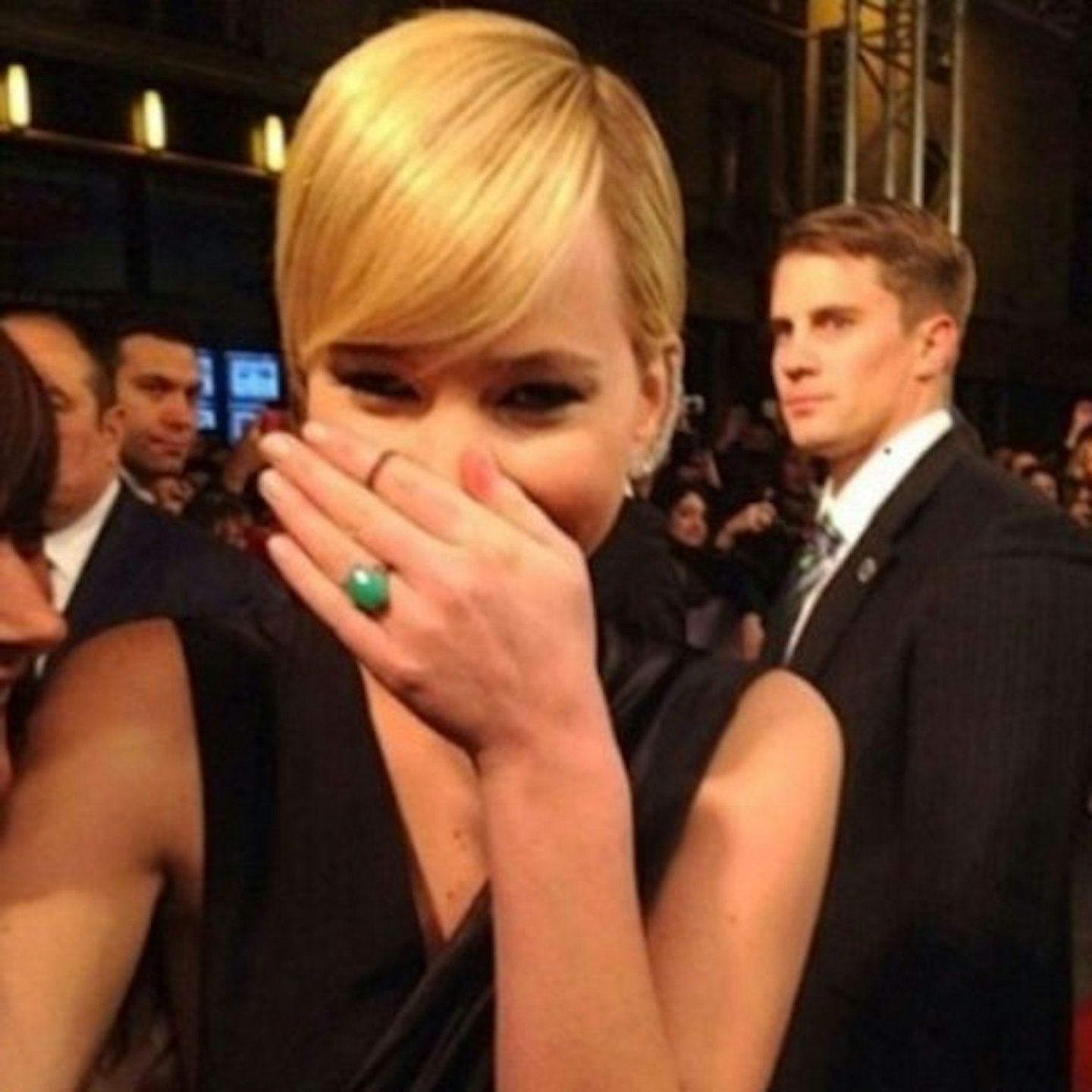 Jennifer Lawrence gets the giggles on the red carpet