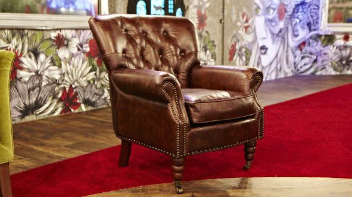 This fancy leather Chesterfield is up for grabs