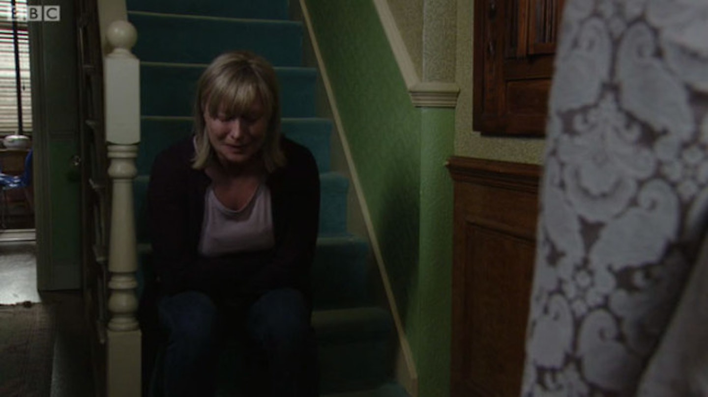 Jane Beale breaks down in EastEnders