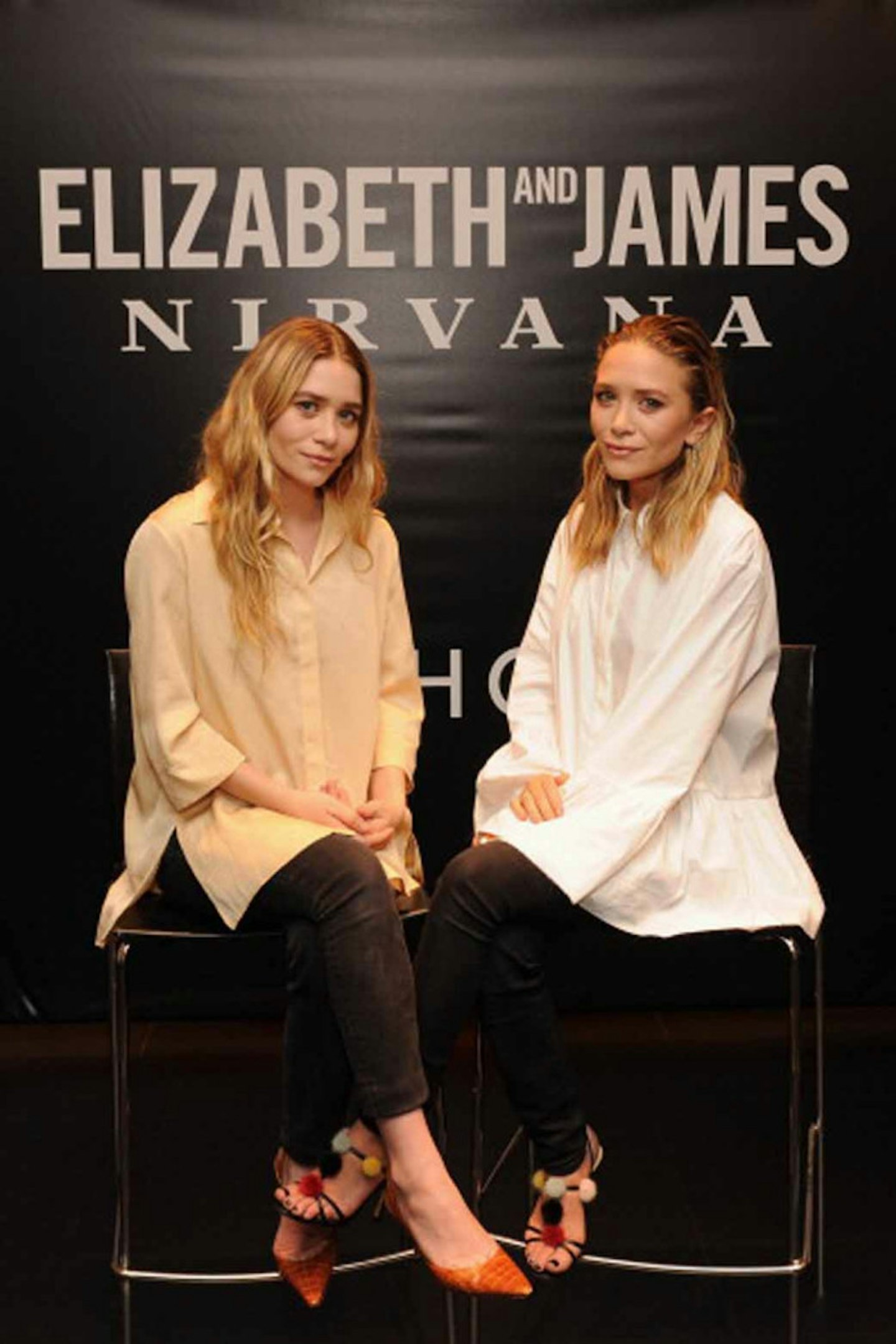 Ashley Olsen style 2014 oversized shirt white yellow black jeans