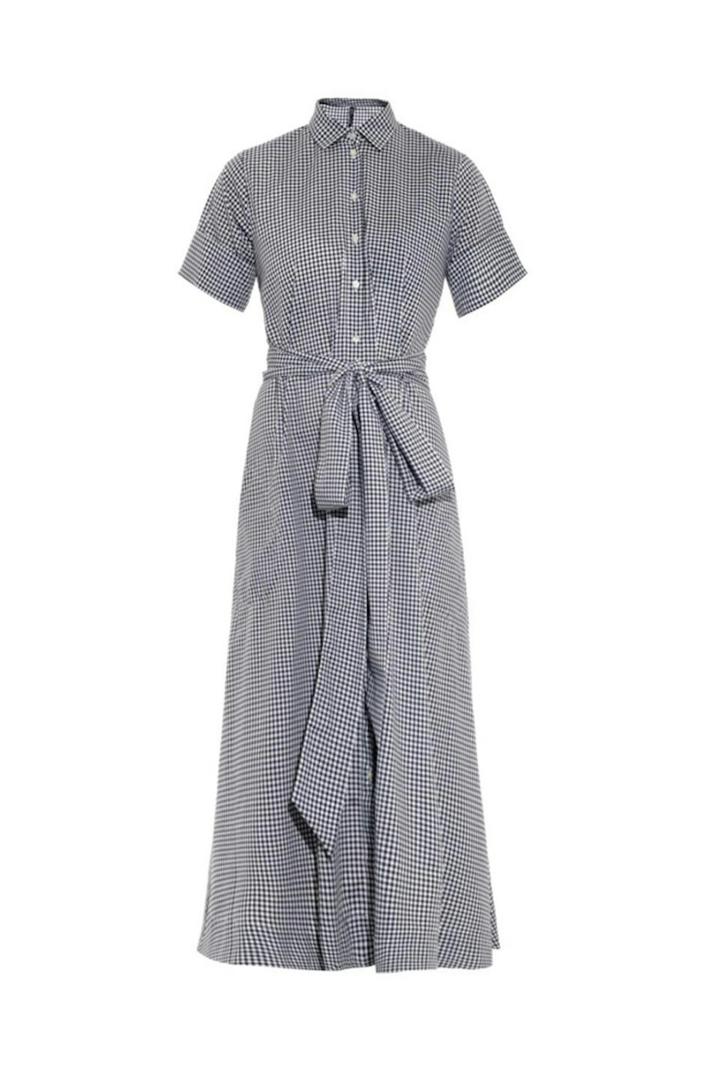 Lisa Marie Fernandez's full skirted gingham number can we worn as a coverup on holiday but by day give yourself some added height by complementing this dress with a stacked heel.