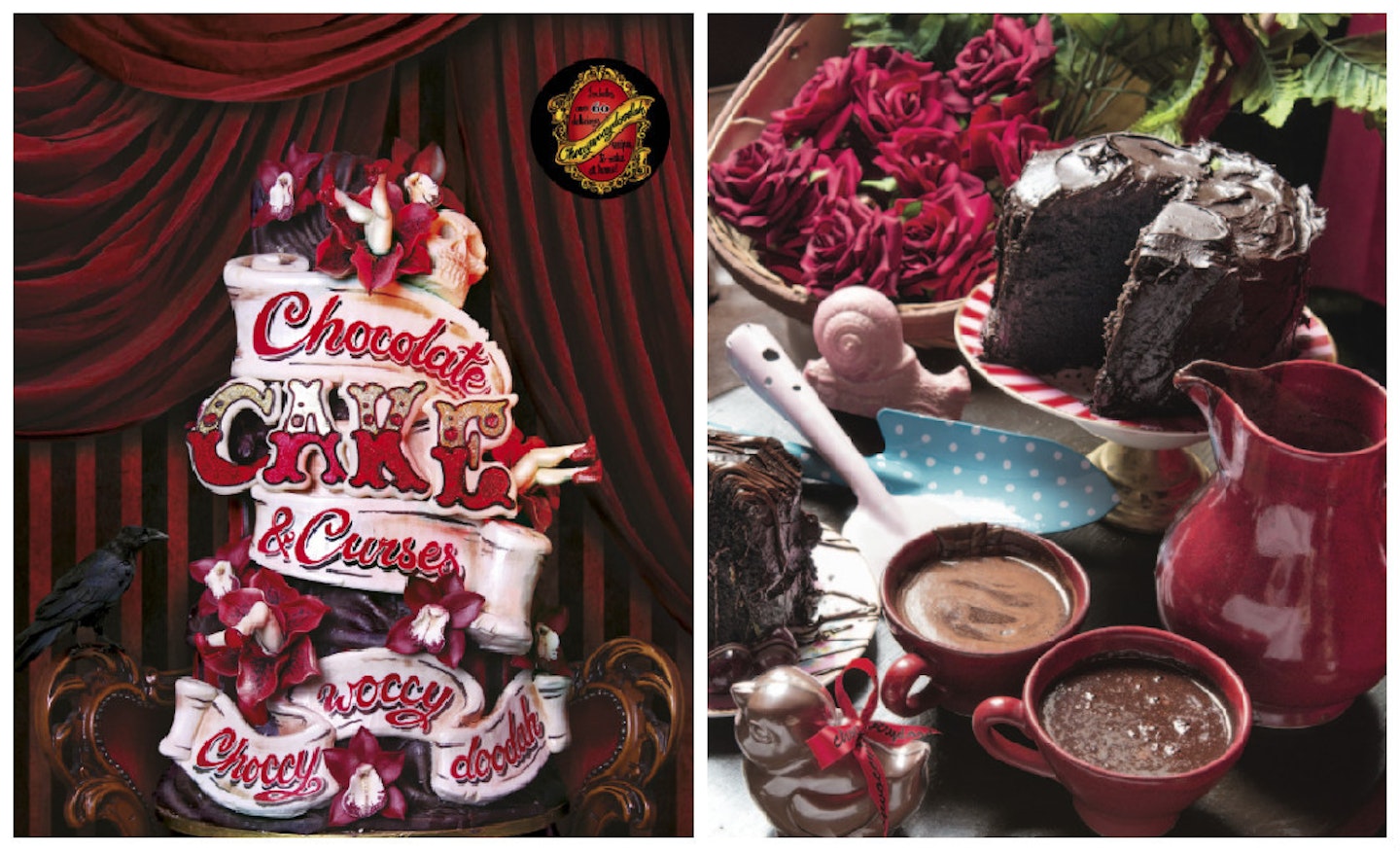 Left, Chocccywoccydoodah: Chocolate, Cake and Curses Right, Ultimate Chocolate Cake [Photography: Gary Moyes]