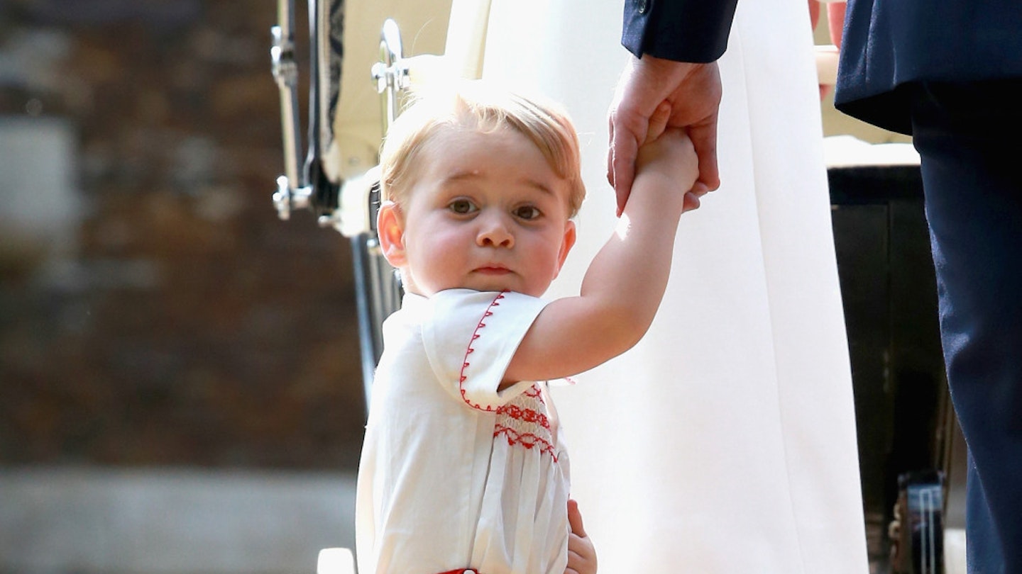 prince george, red outfit shorts, father