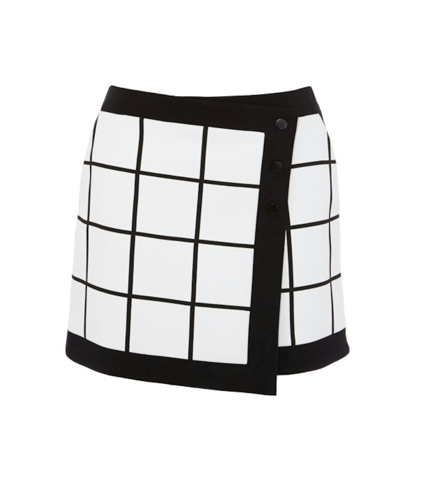 Grid print wrap skirt