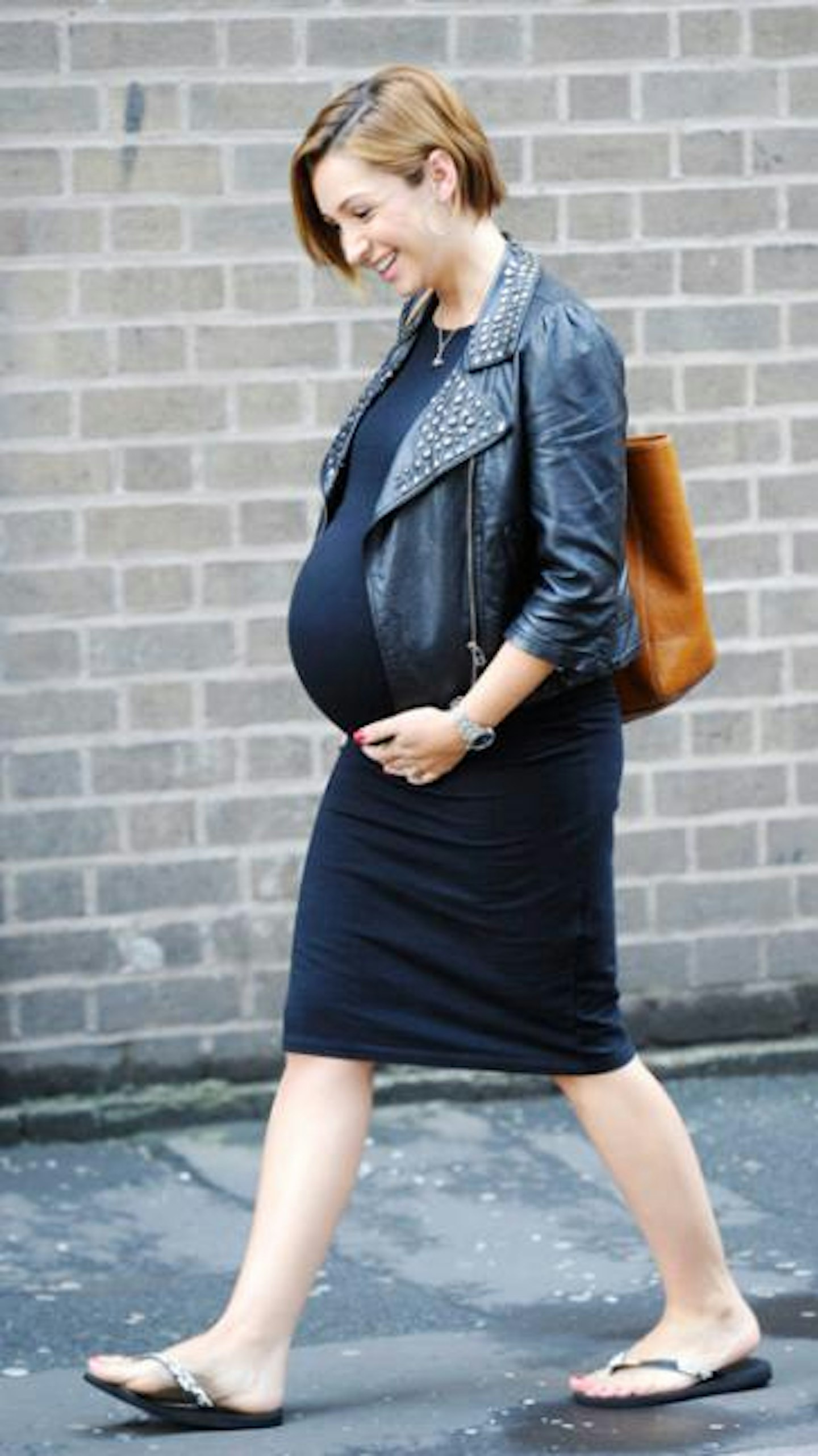 Lucy Jo - pictured last month - gave birth 9 days after her baby's due-date