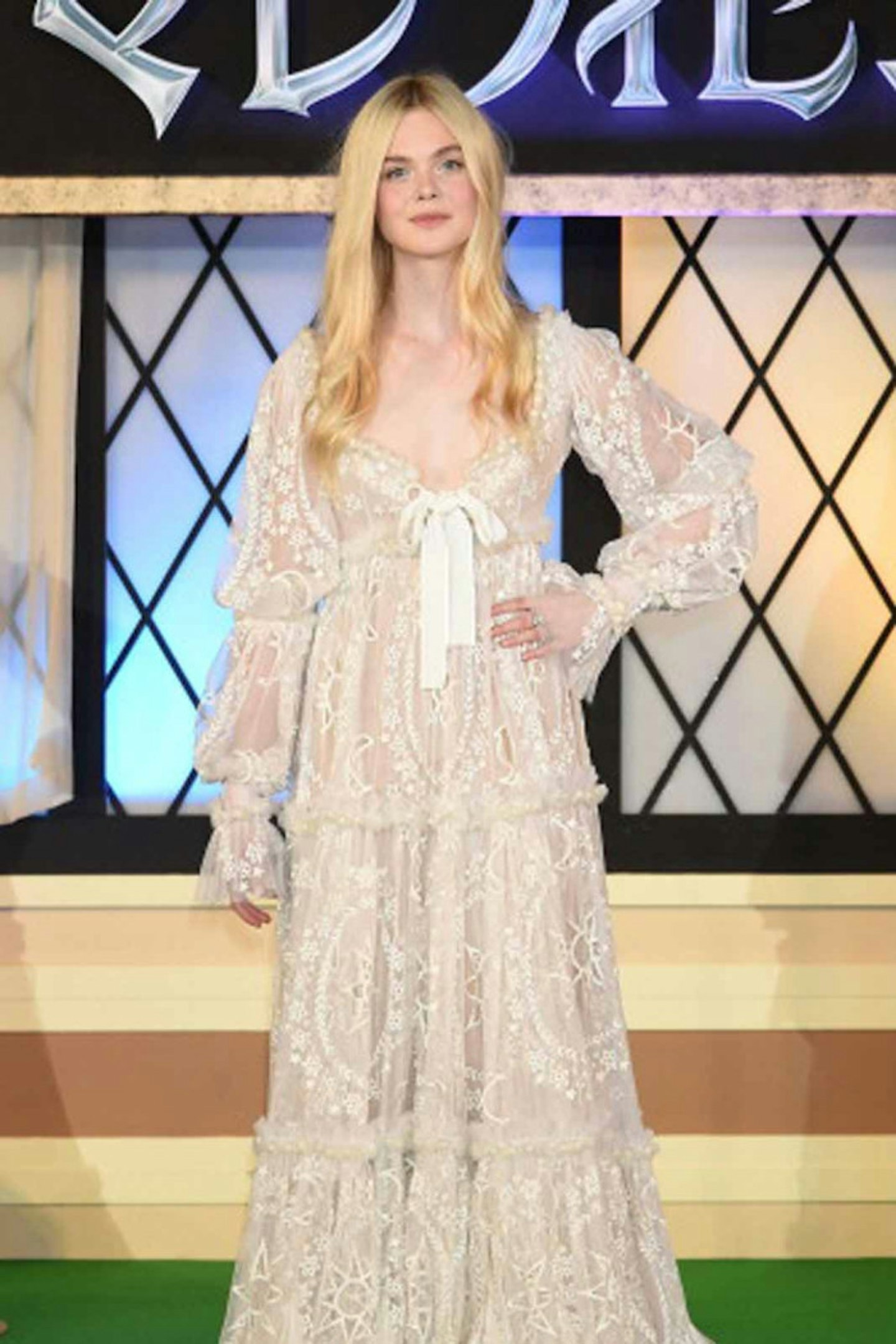 Elle Fanning style maleficent lace netted dress