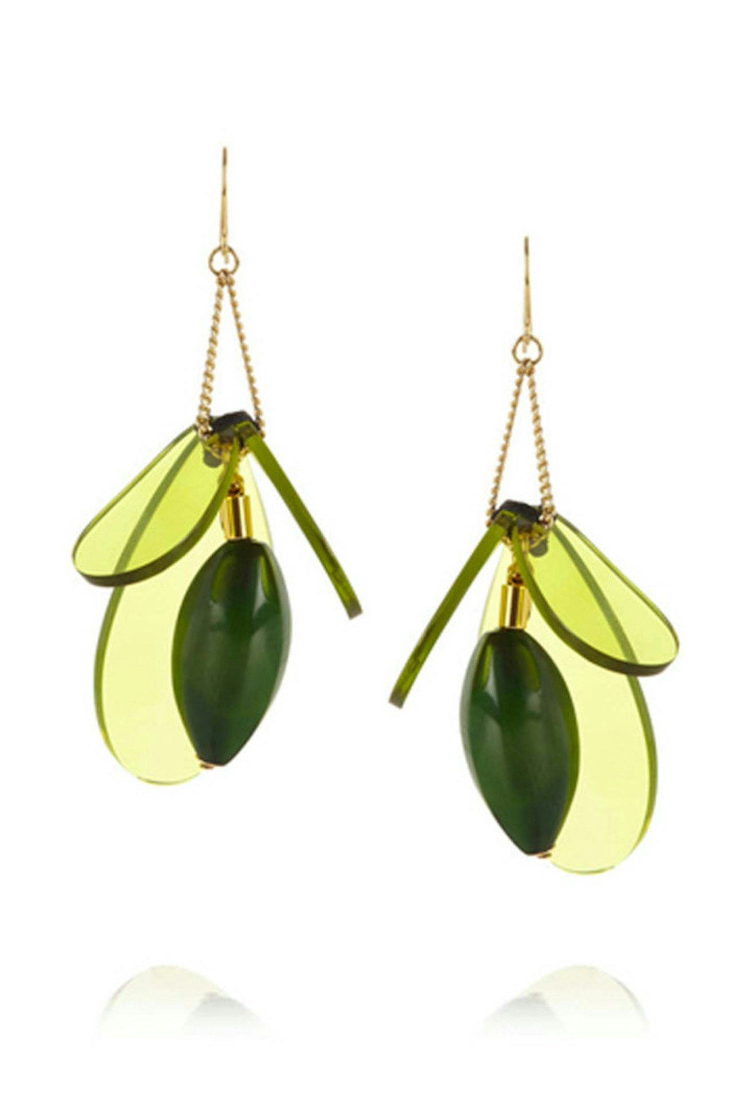 44. Gold-plated, horn and acetate drop earrings, £200, Marni at Net-A-Porter