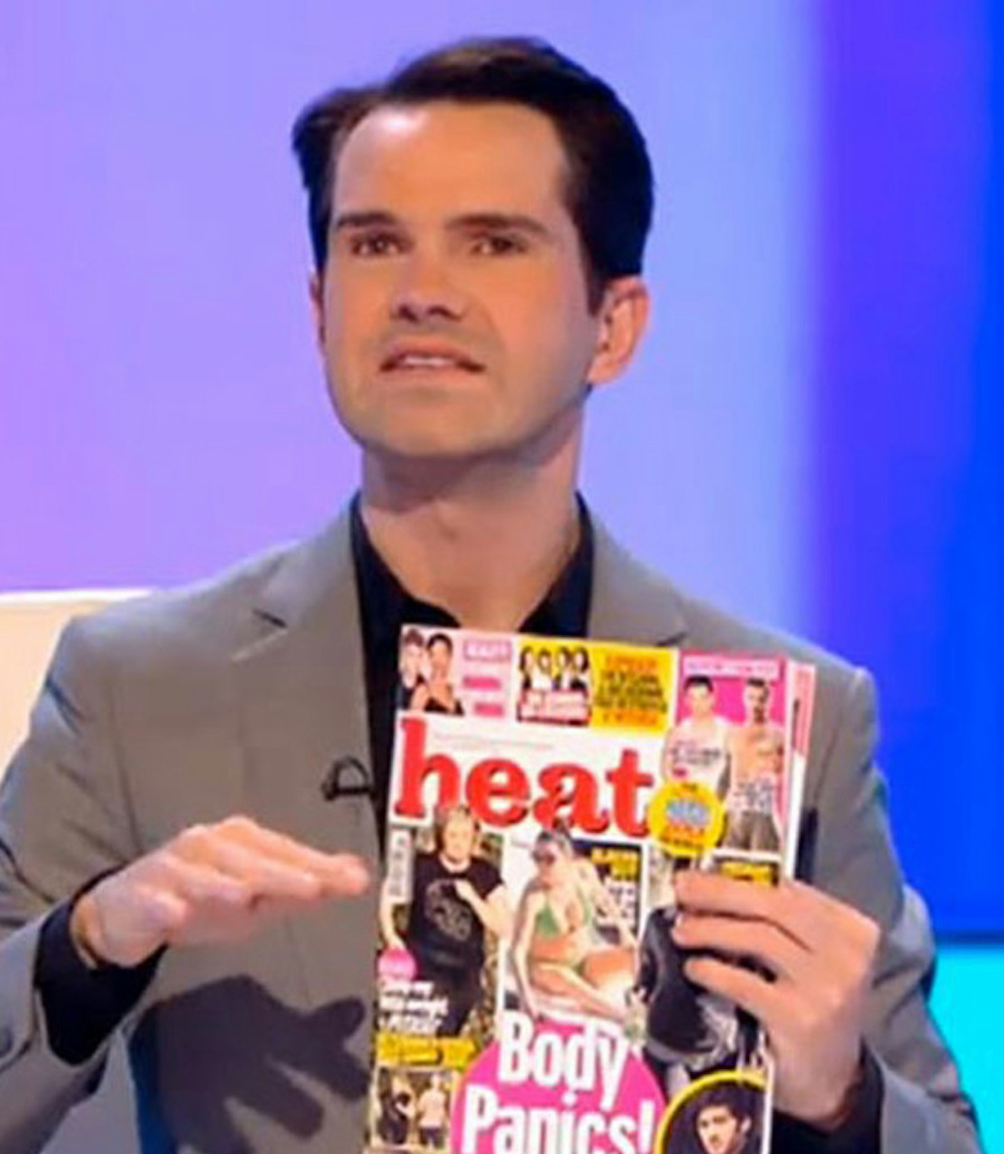 Jimmy Carr with his copy of heat
