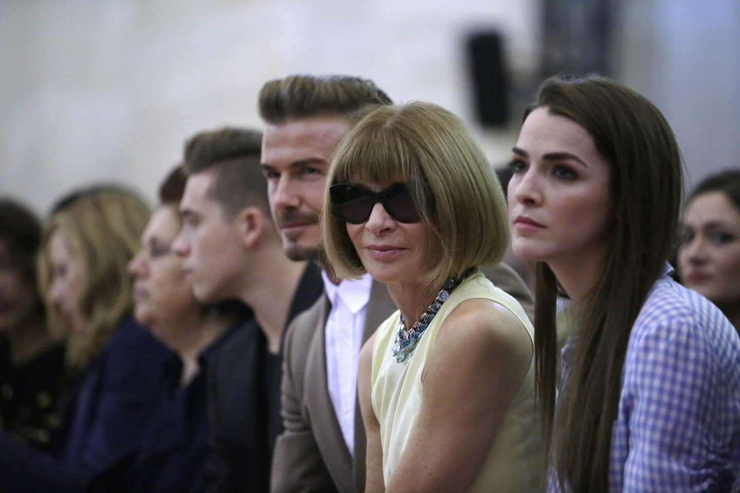 David Beckham, Anna Wintour And&nbsp;Bee Shaffer Sit Front Row At Victoria Beckham's SS16 Show &ndash; 13 Sept, New York [Getty]
