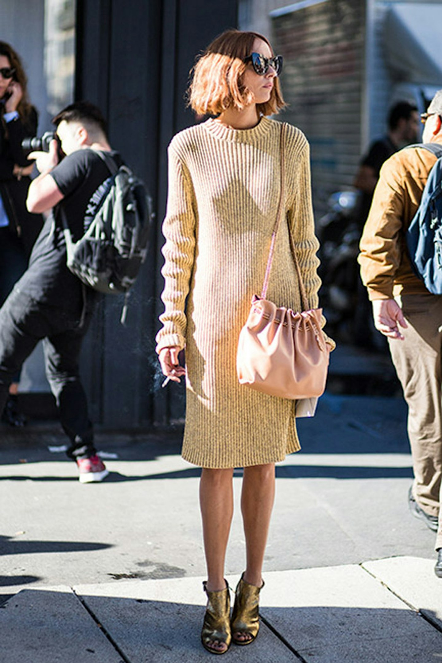 Candela Novembre's sweater dress has summer-to-autumn sorted in a stitch. [Jason Lloyd Evans]