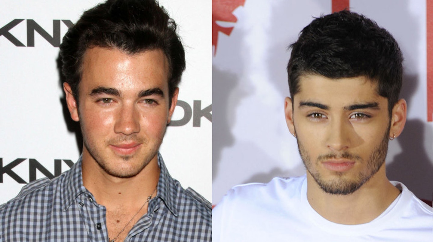 Kevin Jonas and Zayn Malik (left).