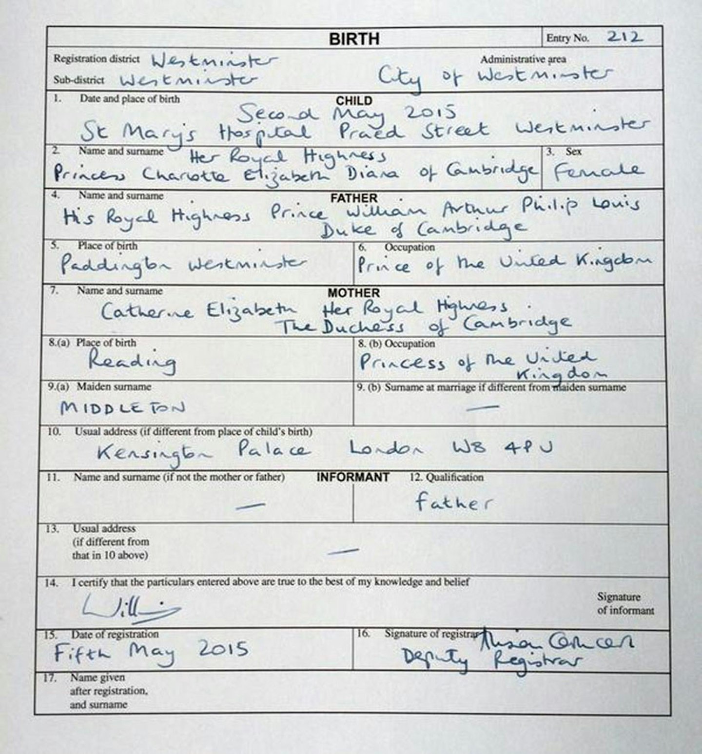 The birth certificate