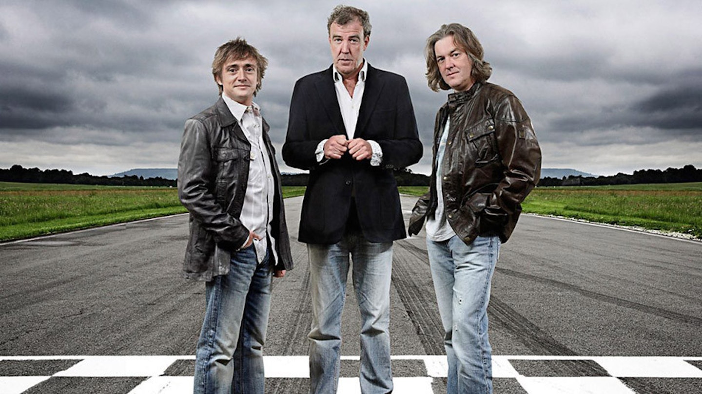 The original Top Gear hosts, Richard Hammond, Jeremy Clarkson and James May.