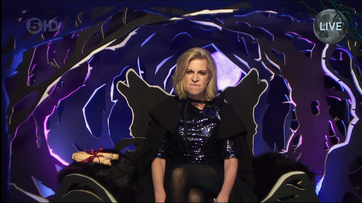 Katie Hopkins looking slightly angry in the CBB hot seat.