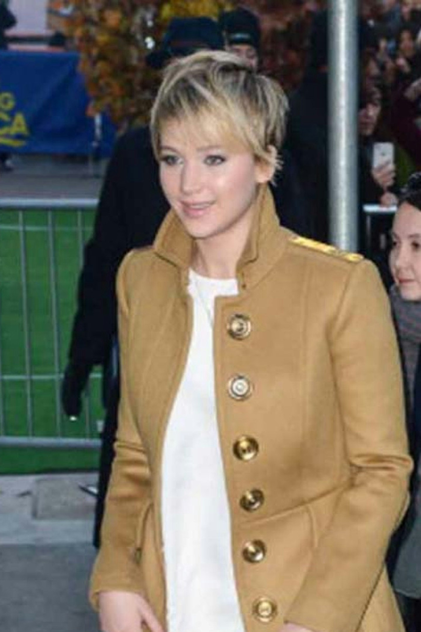 Jennifer Lawrence style camel coat good morning america_700x1050