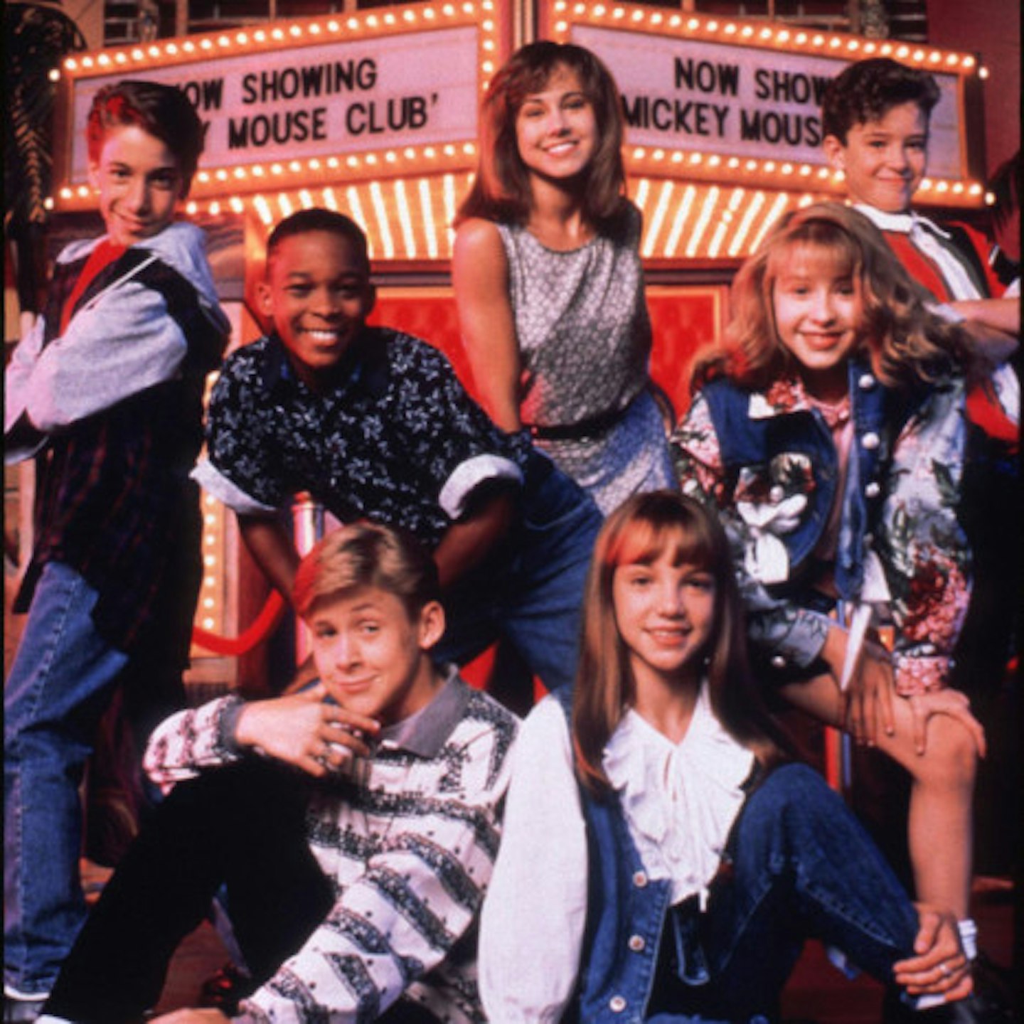 Britney and Christina with Justin and Ryan Gosling (!) in the Micky Mouse Club