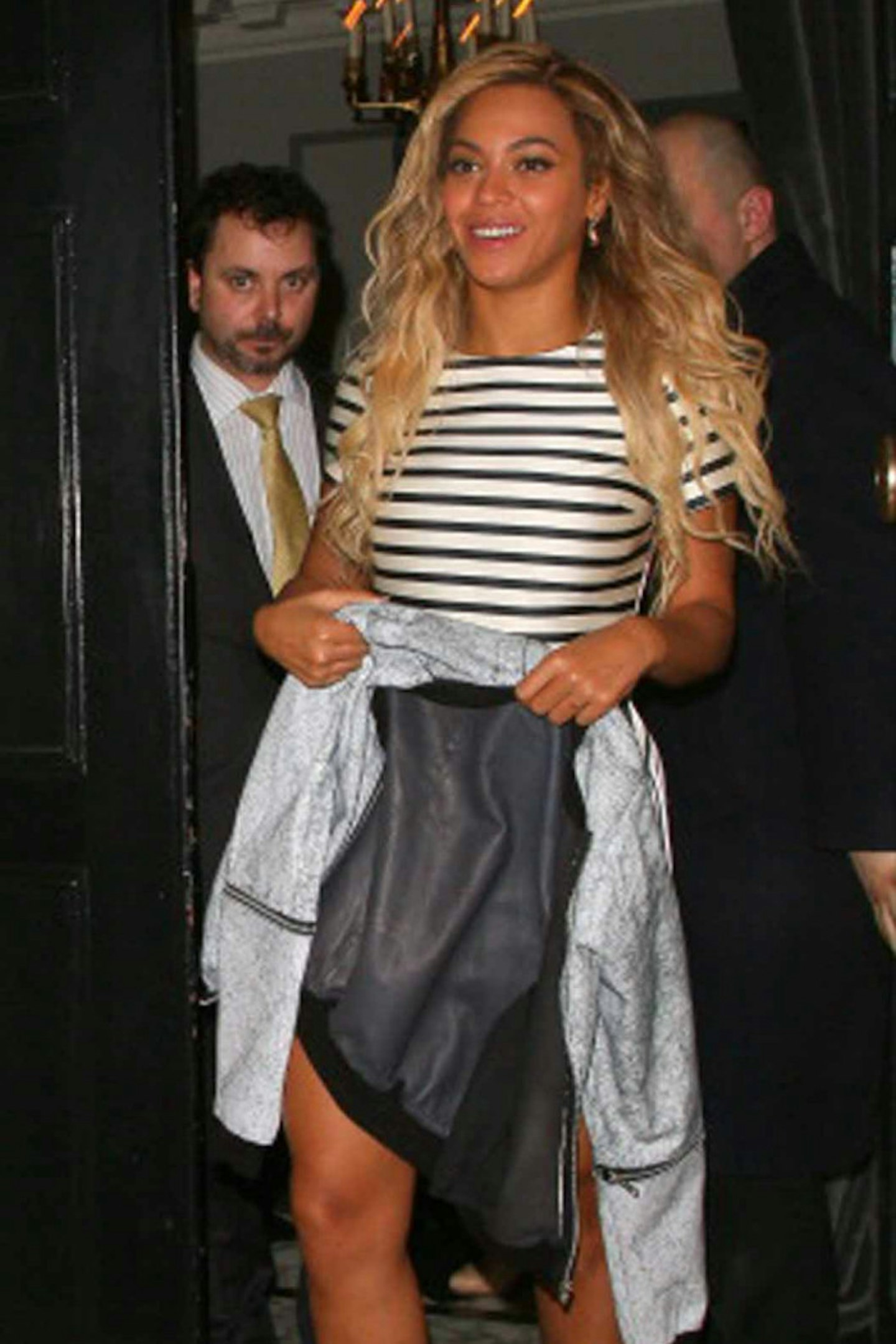 Beyonce style london white black striped top