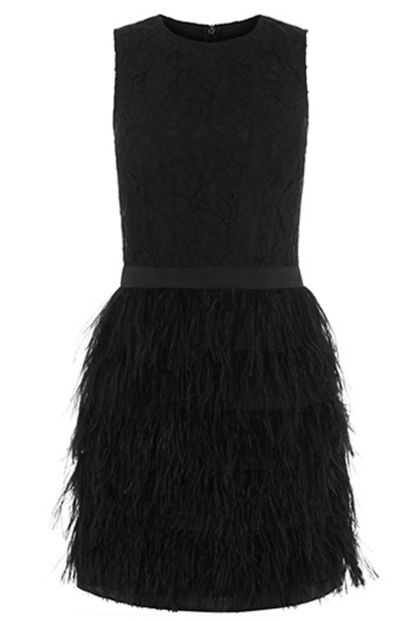 27. Black lace feather dress, £130, Oasis