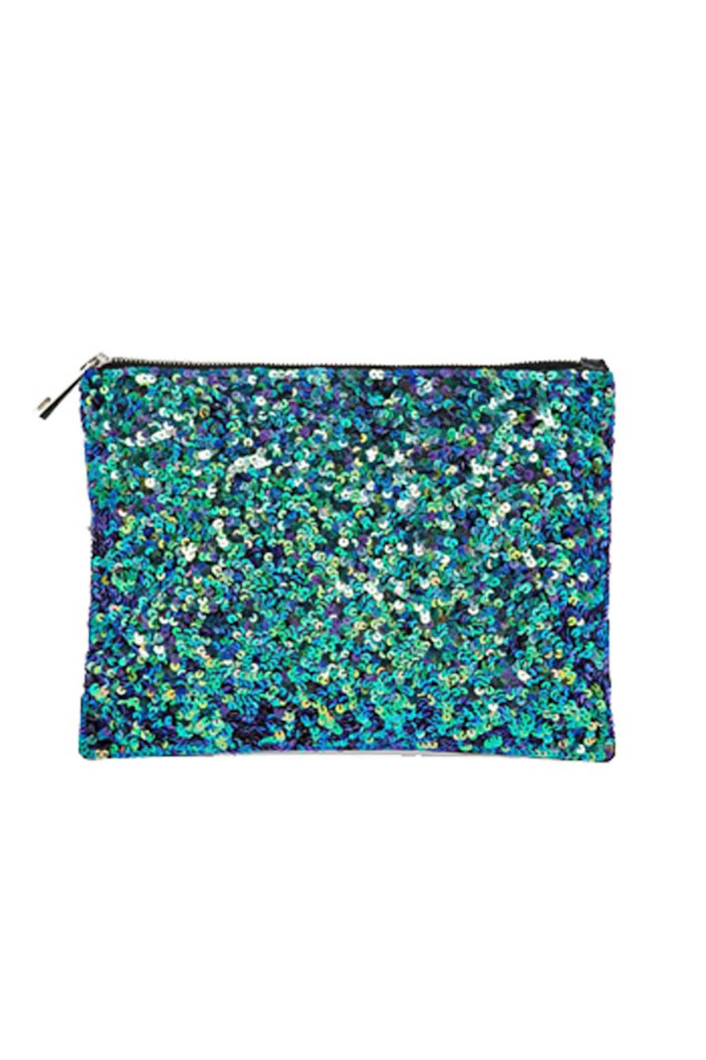 43. Mermaid sequinned clutch, £30, Asos