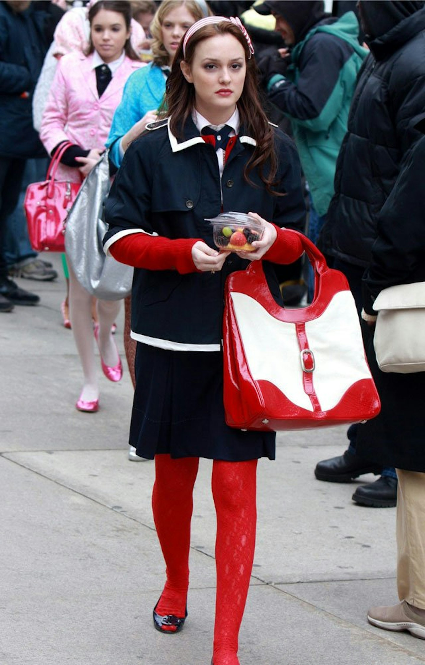 Blair Waldorf wearing red tights