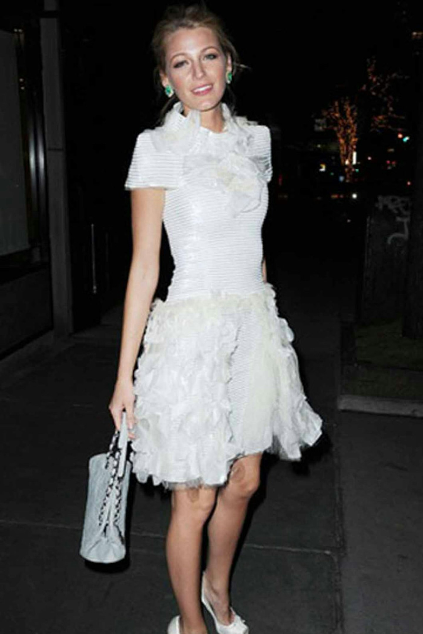 Blake Lively style chanel white frill dress