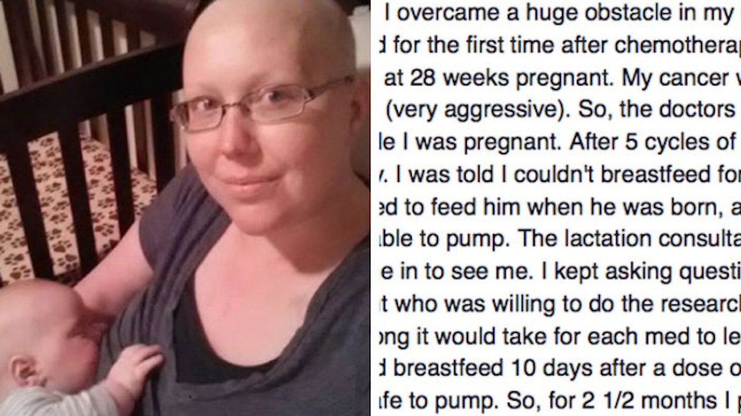 Breast cancer victim shares first inspiring breastfeeding selfie following chemotherapy