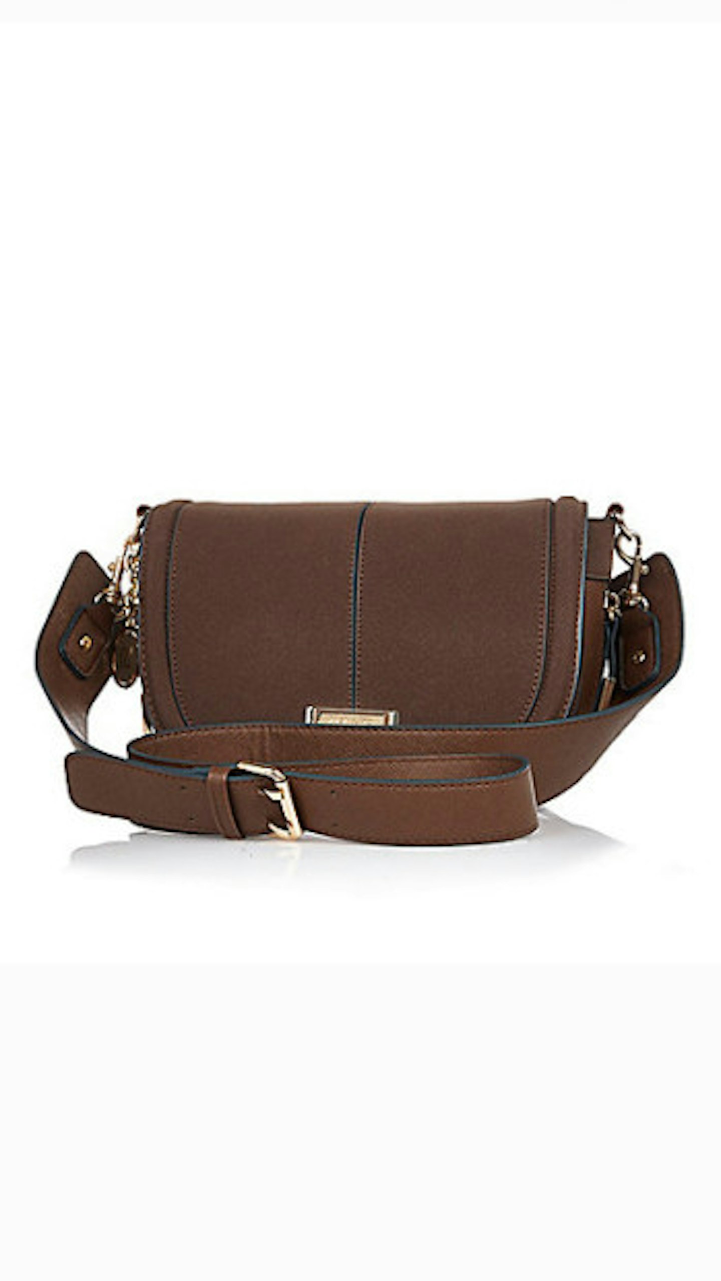 Dark brown zip side saddle handbag, £32